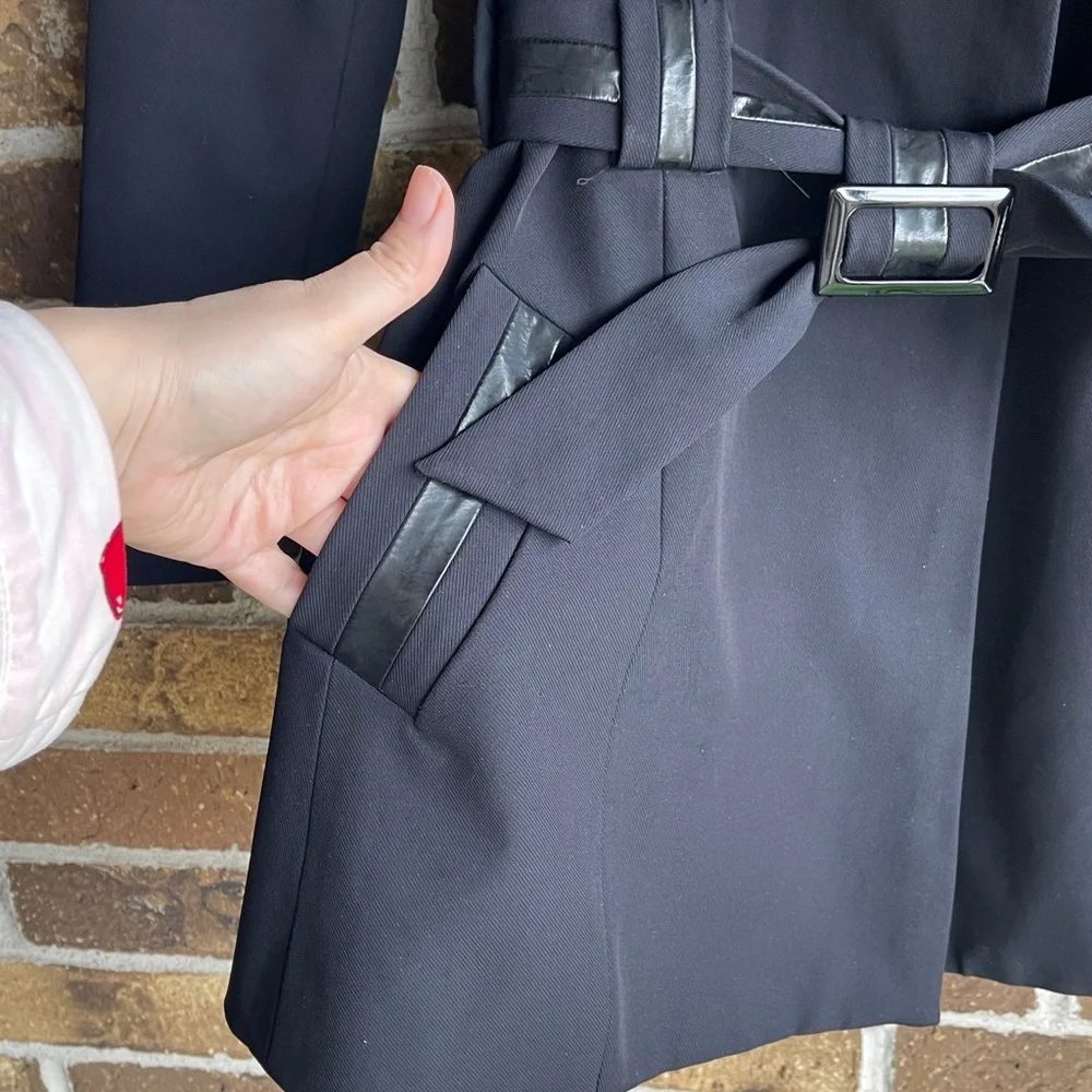 Carlisle Black Trench Coat with Belted Waist - Picture 8 of 15